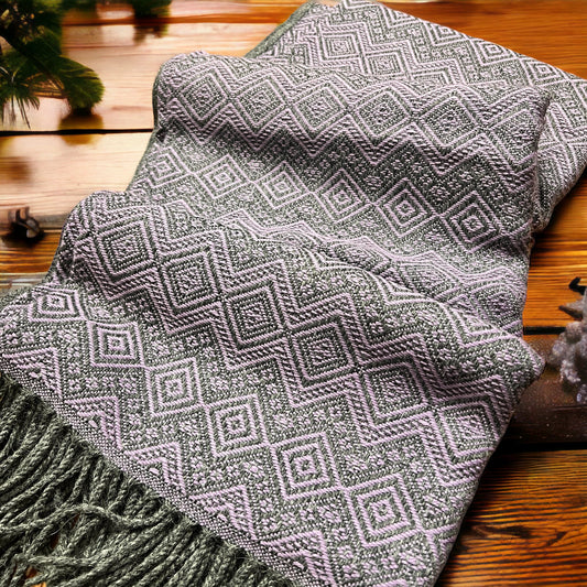 Royal Purple and Charcoal color, Handmade luxury Alpaca throw blanket.