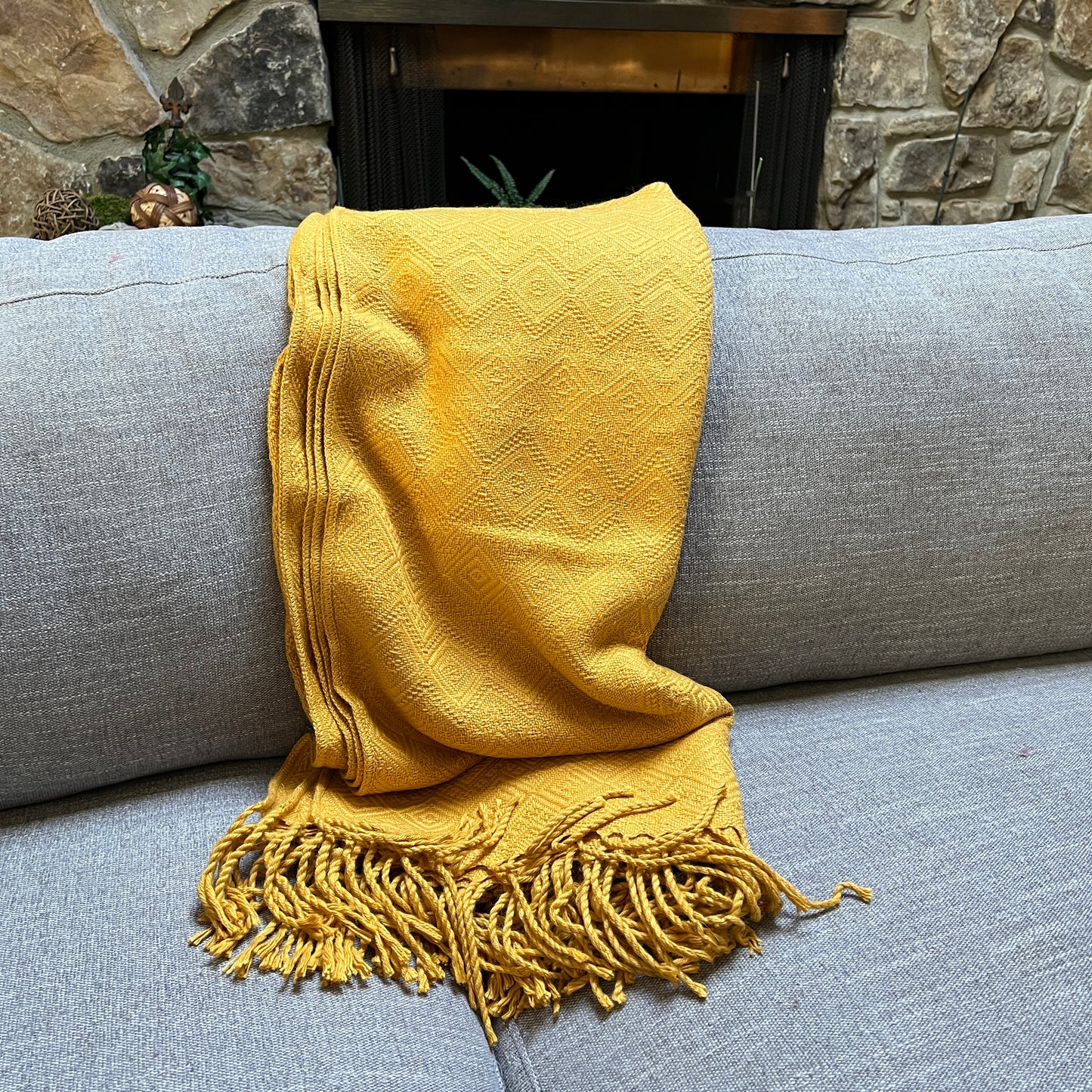 Mustard - Gold Alpaca Throw Blanket