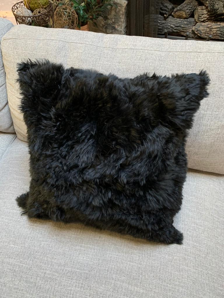1 Black, handmade Premium Baby Alpaca Fur pillow cover.20"x20". Fur on ONE side.